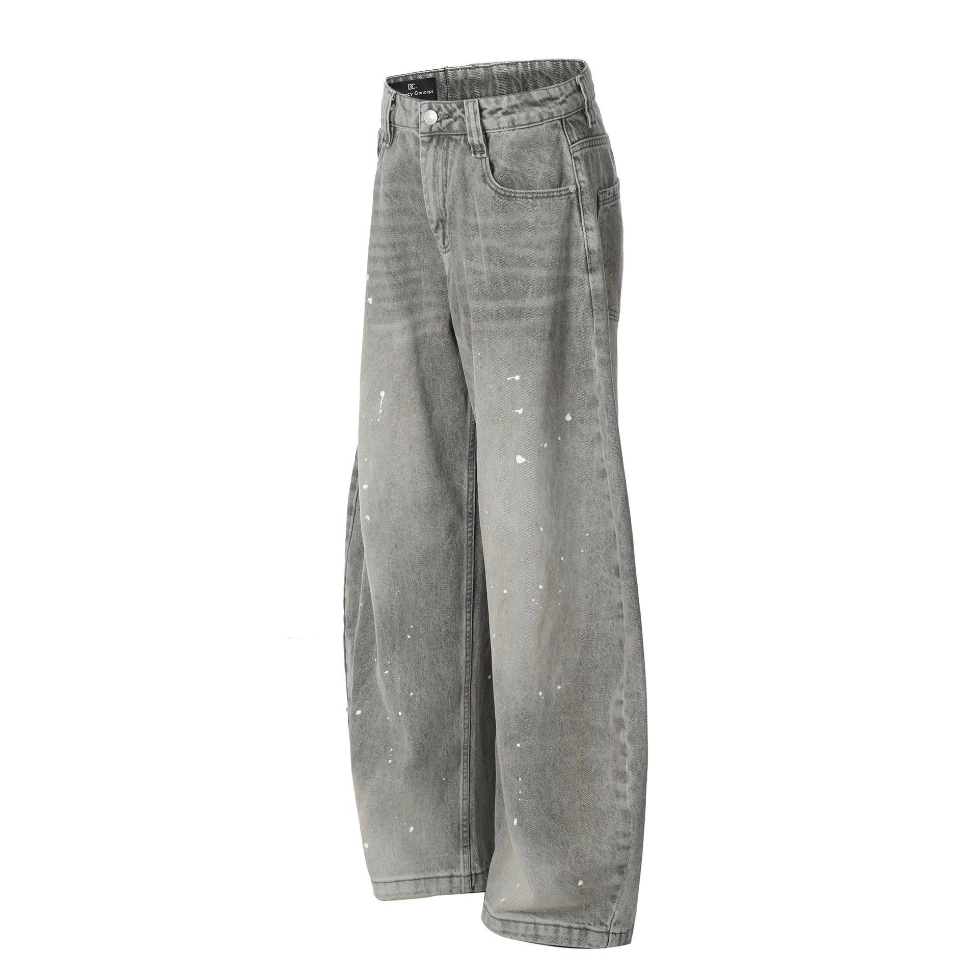New high street retro inkjet denim wide-leg pants
