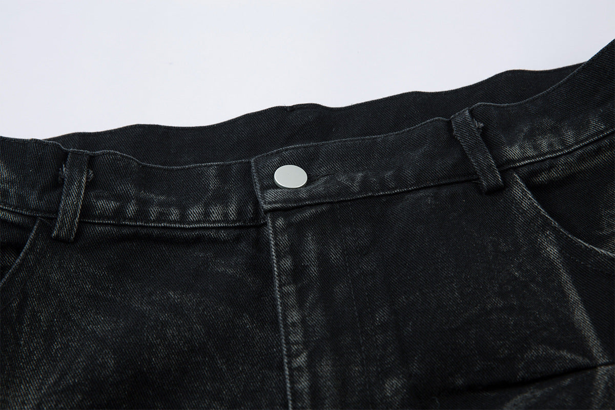 New Slimming Pleated Washed Jeans