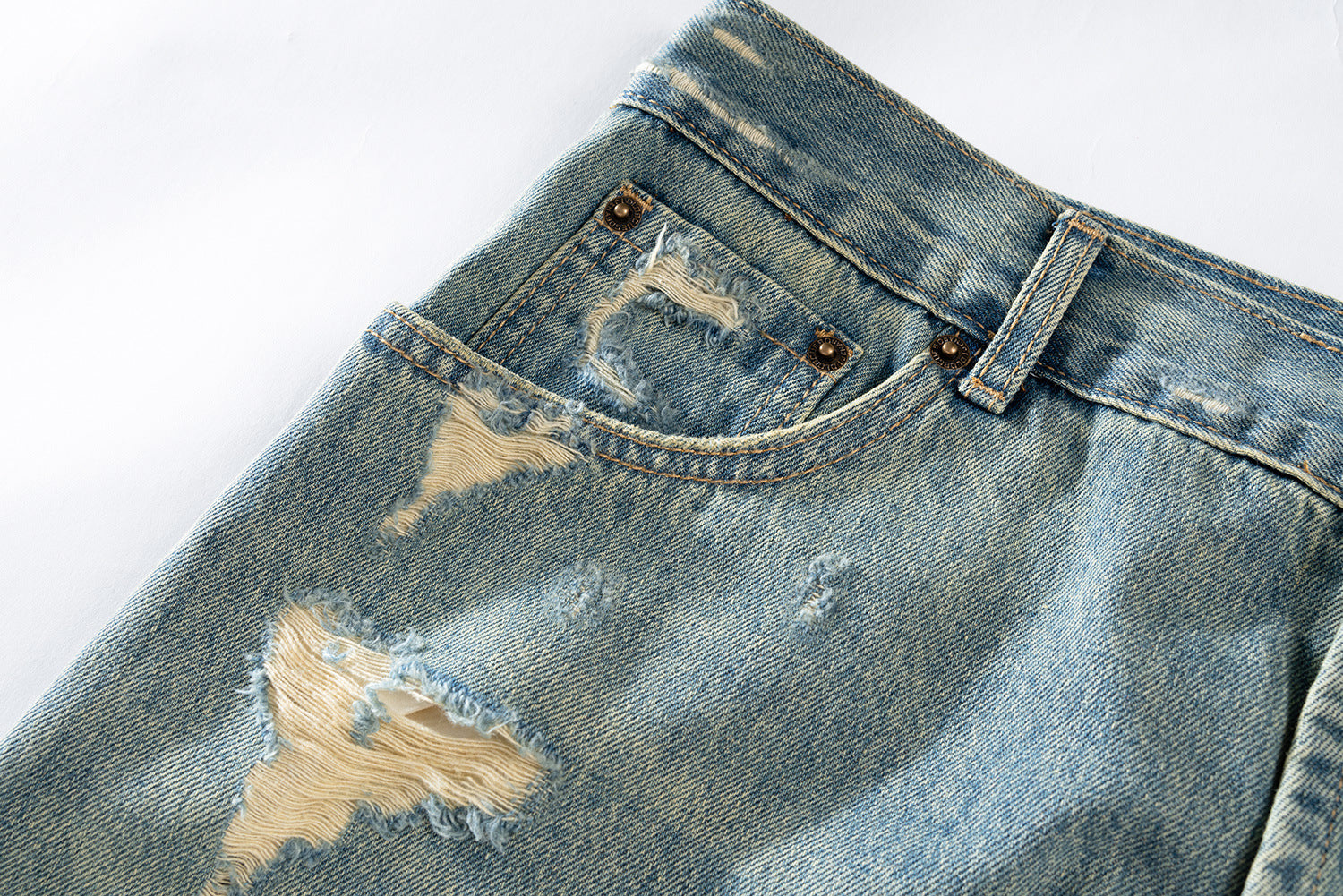 New Retro Loose Street Beggar Tassel Ripped Jeans