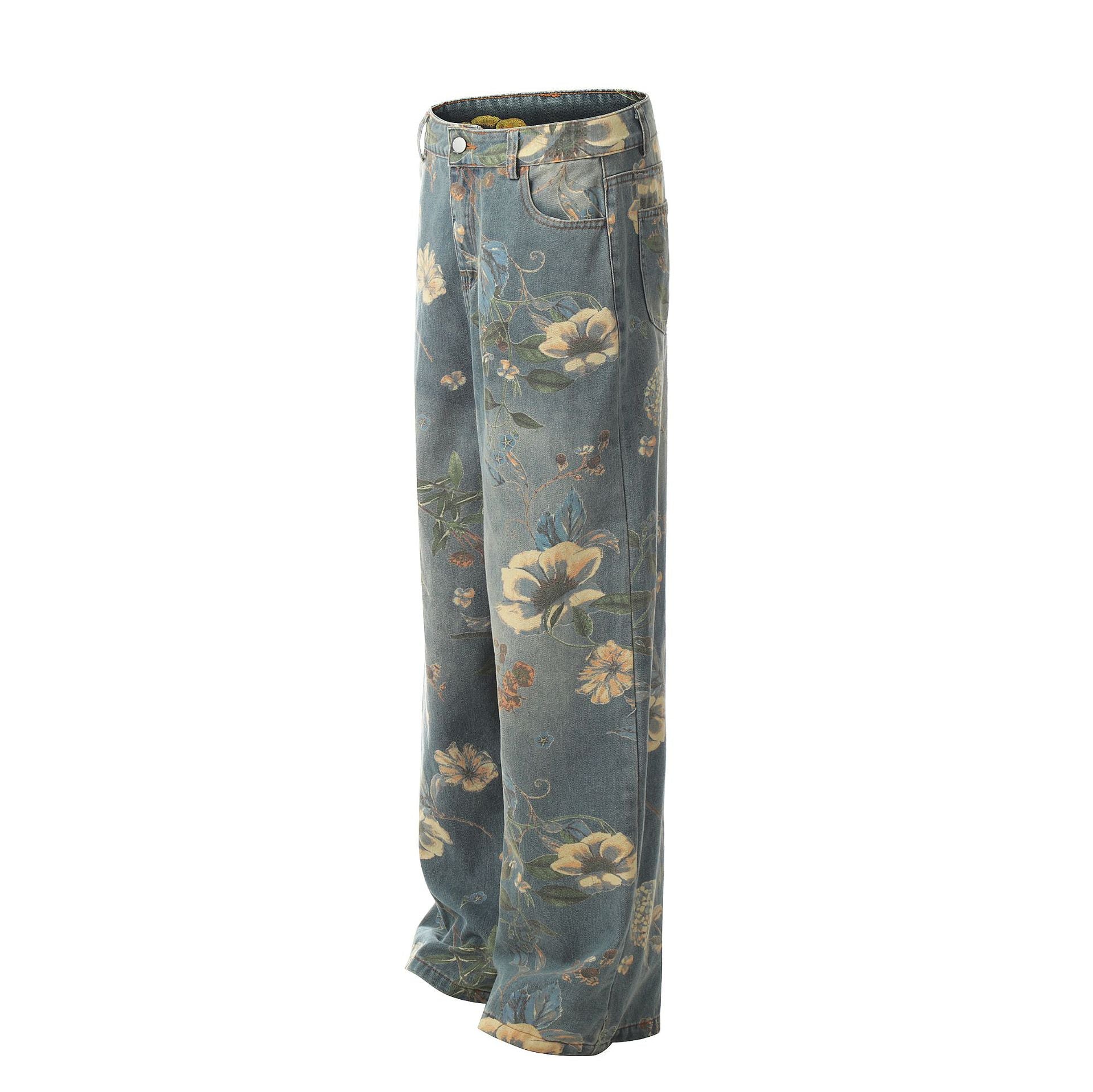 New Vintage Floral Print Flared Pants