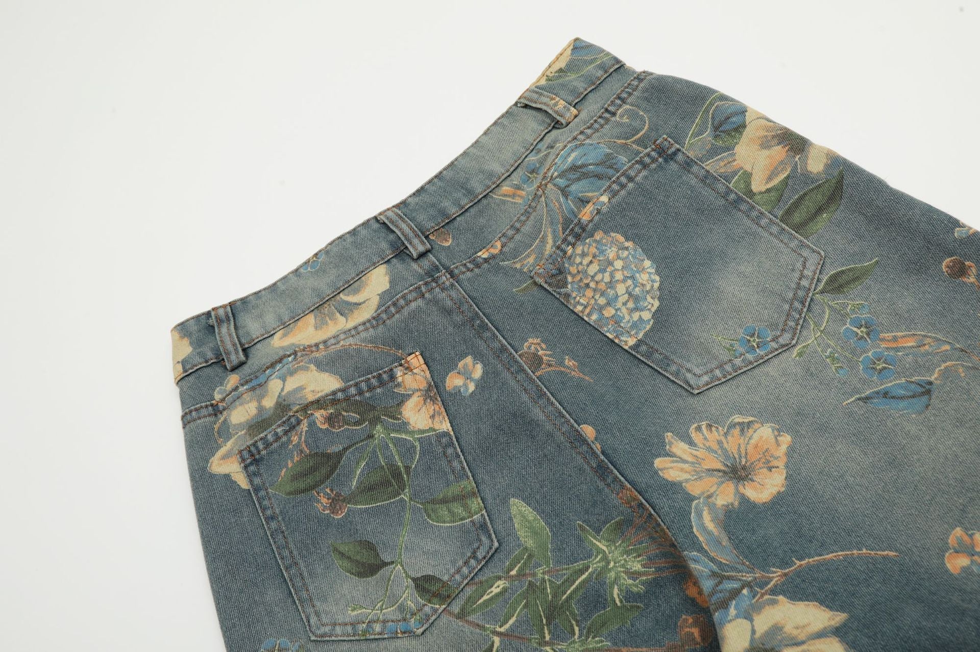 New Vintage Floral Print Flared Pants