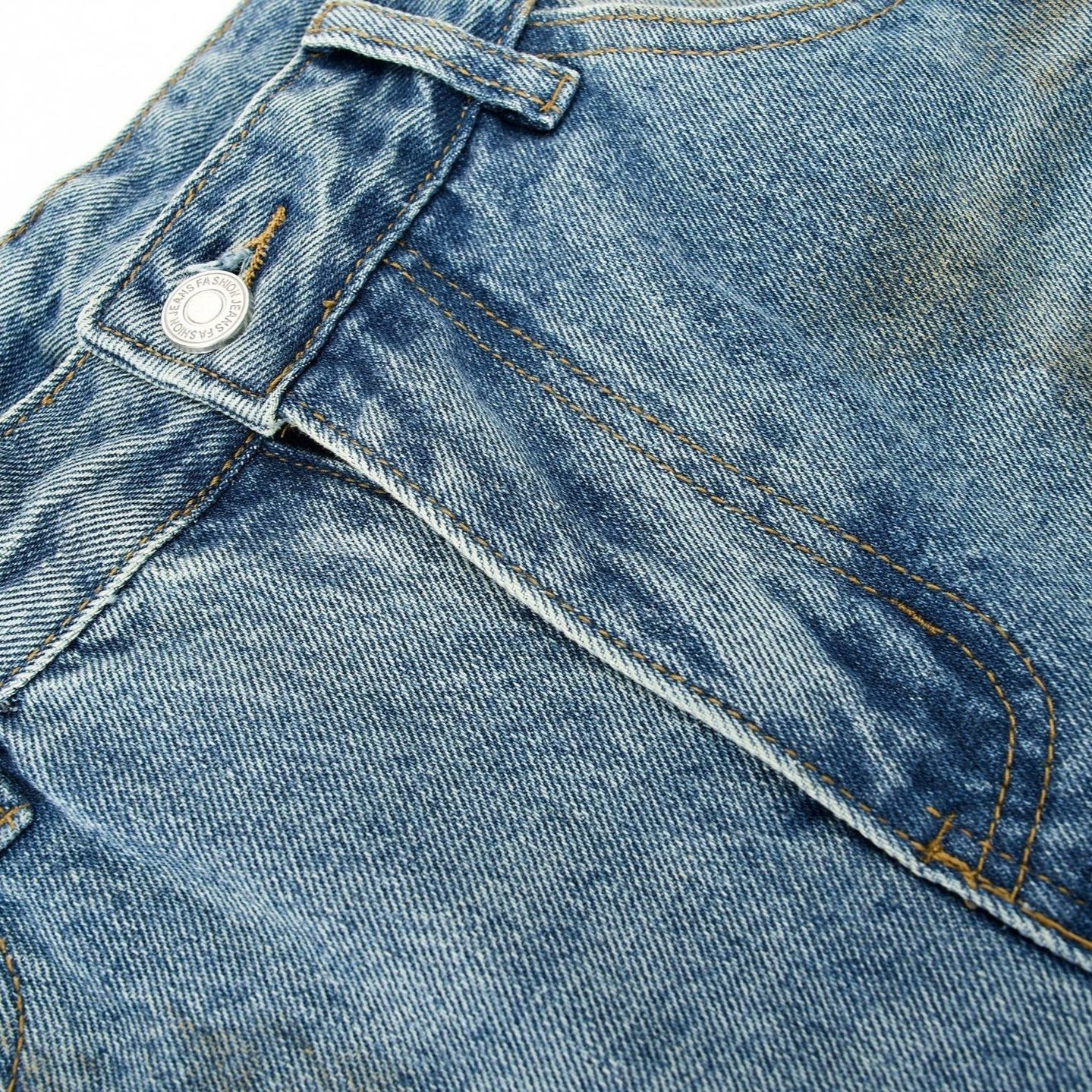 Fashion workwear jeans high street embroidery loose wide pants