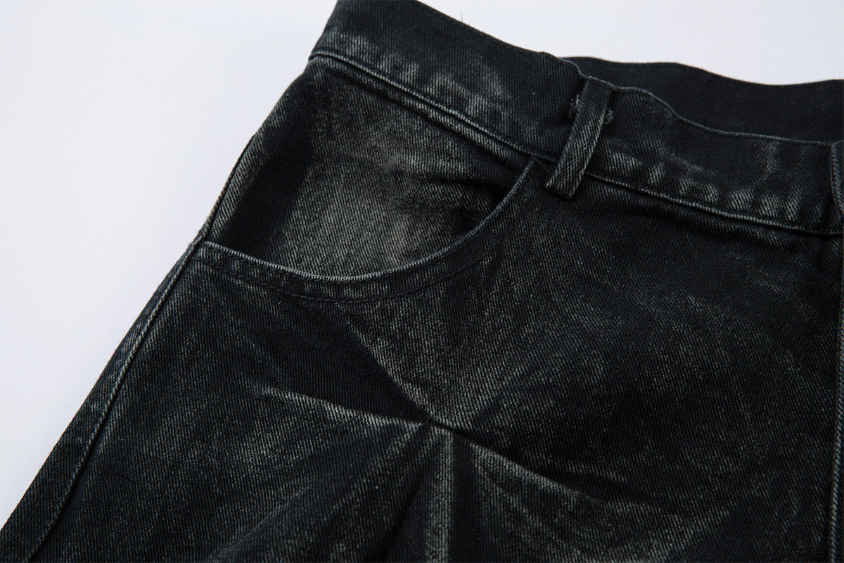New Slimming Pleated Washed Jeans