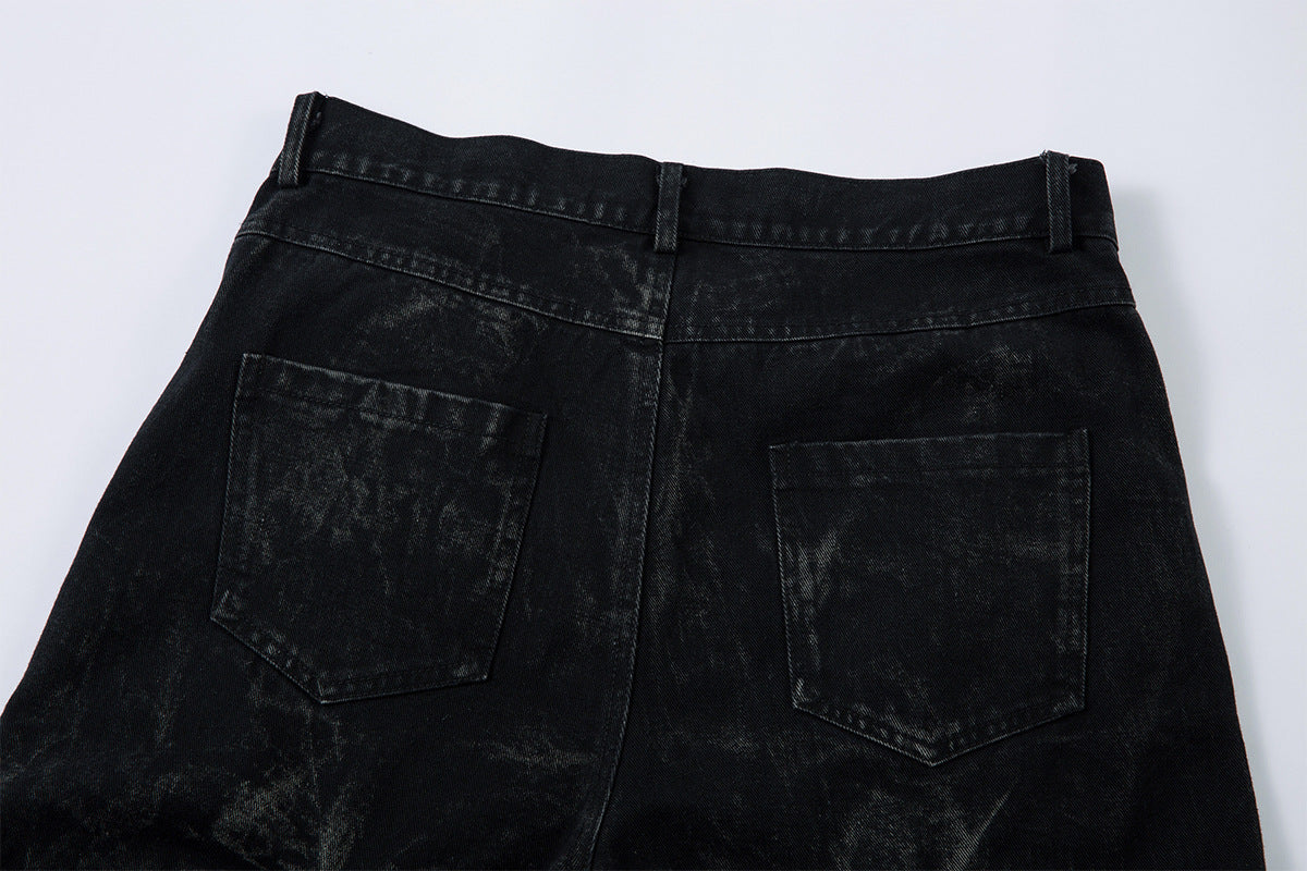 New Slimming Pleated Washed Jeans