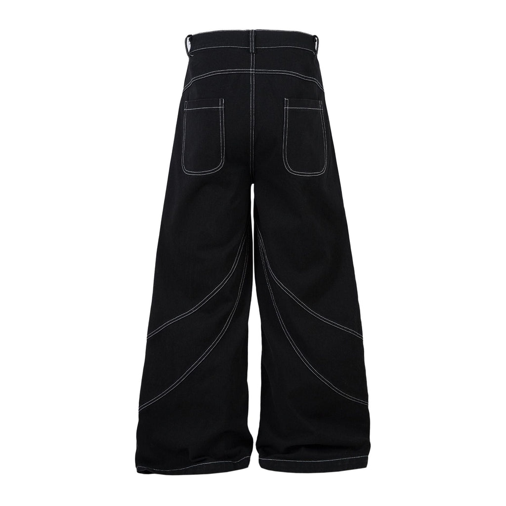 New Spring Flame Embroidery Raw Jeans