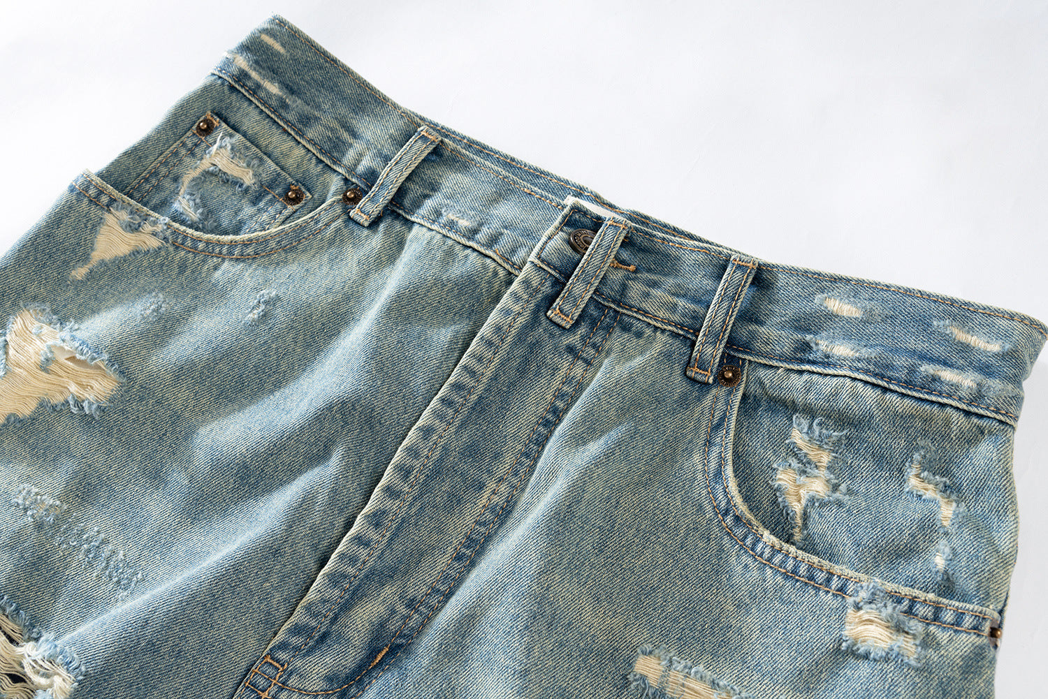 New Retro Loose Street Beggar Tassel Ripped Jeans