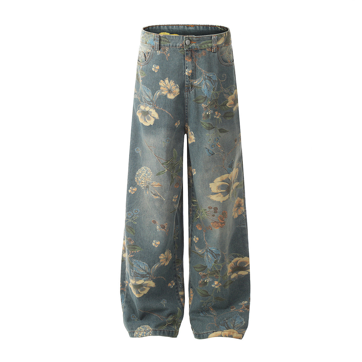 New Vintage Floral Print Flared Pants