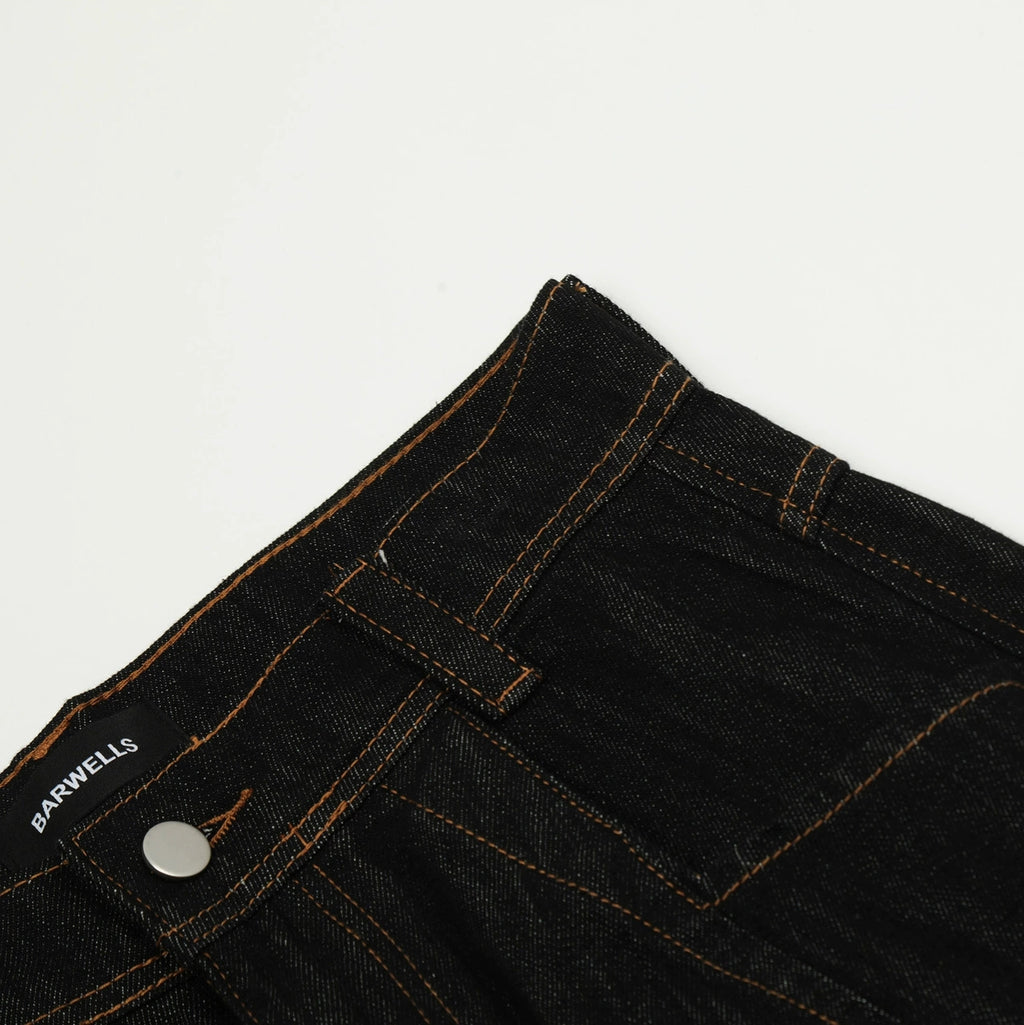 Fashion workwear jeans high street embroidery loose wide pants