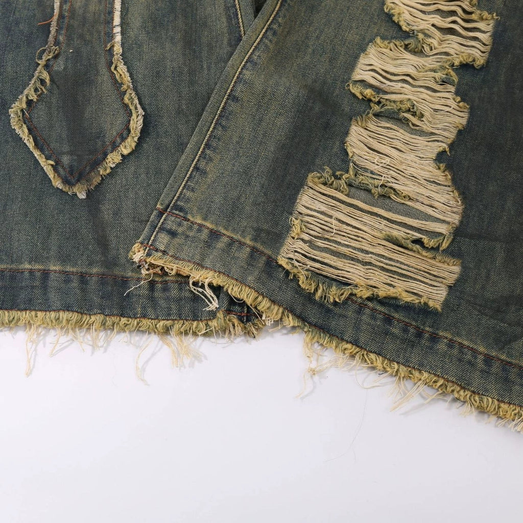 Fashion retro ripped jeans