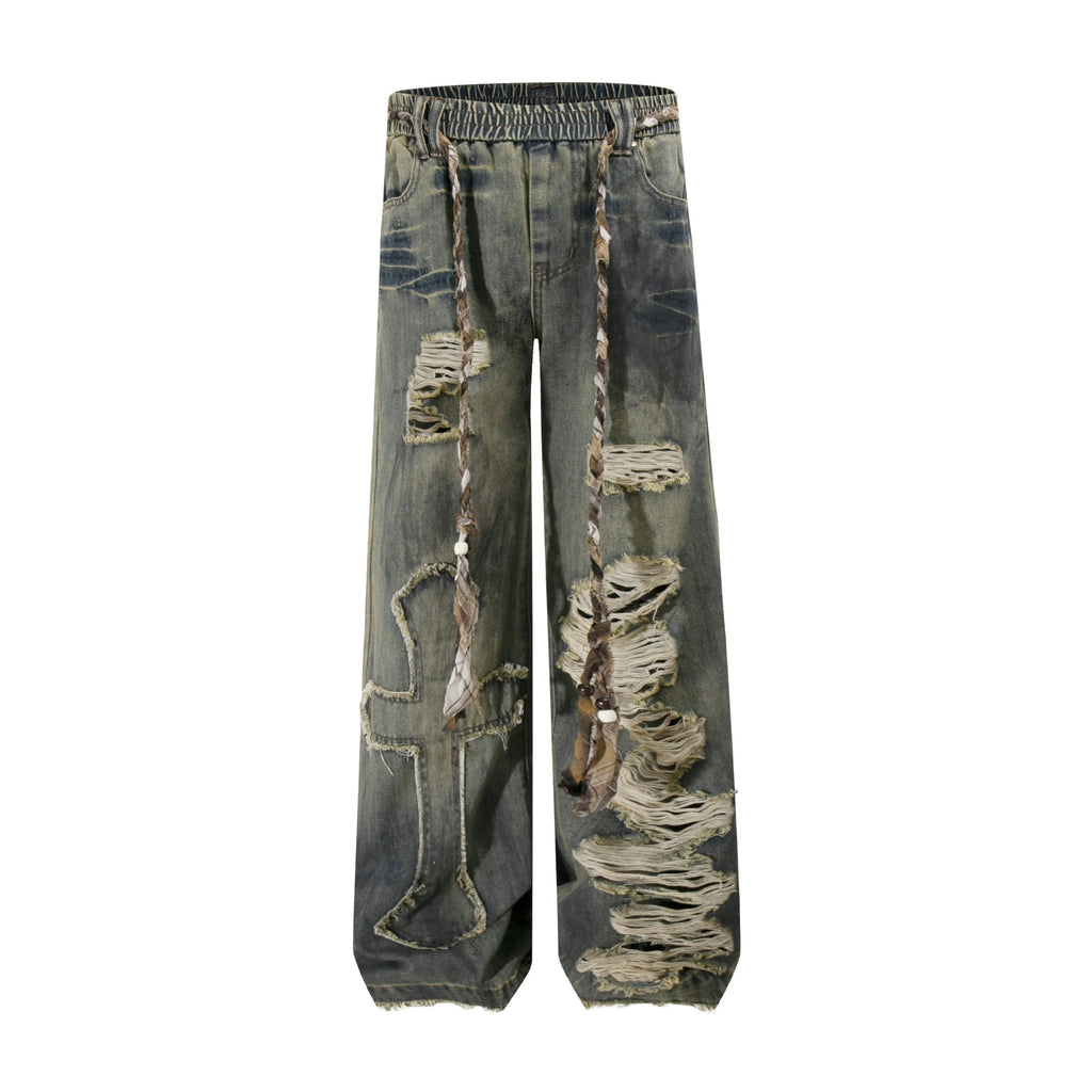 Fashion retro ripped jeans