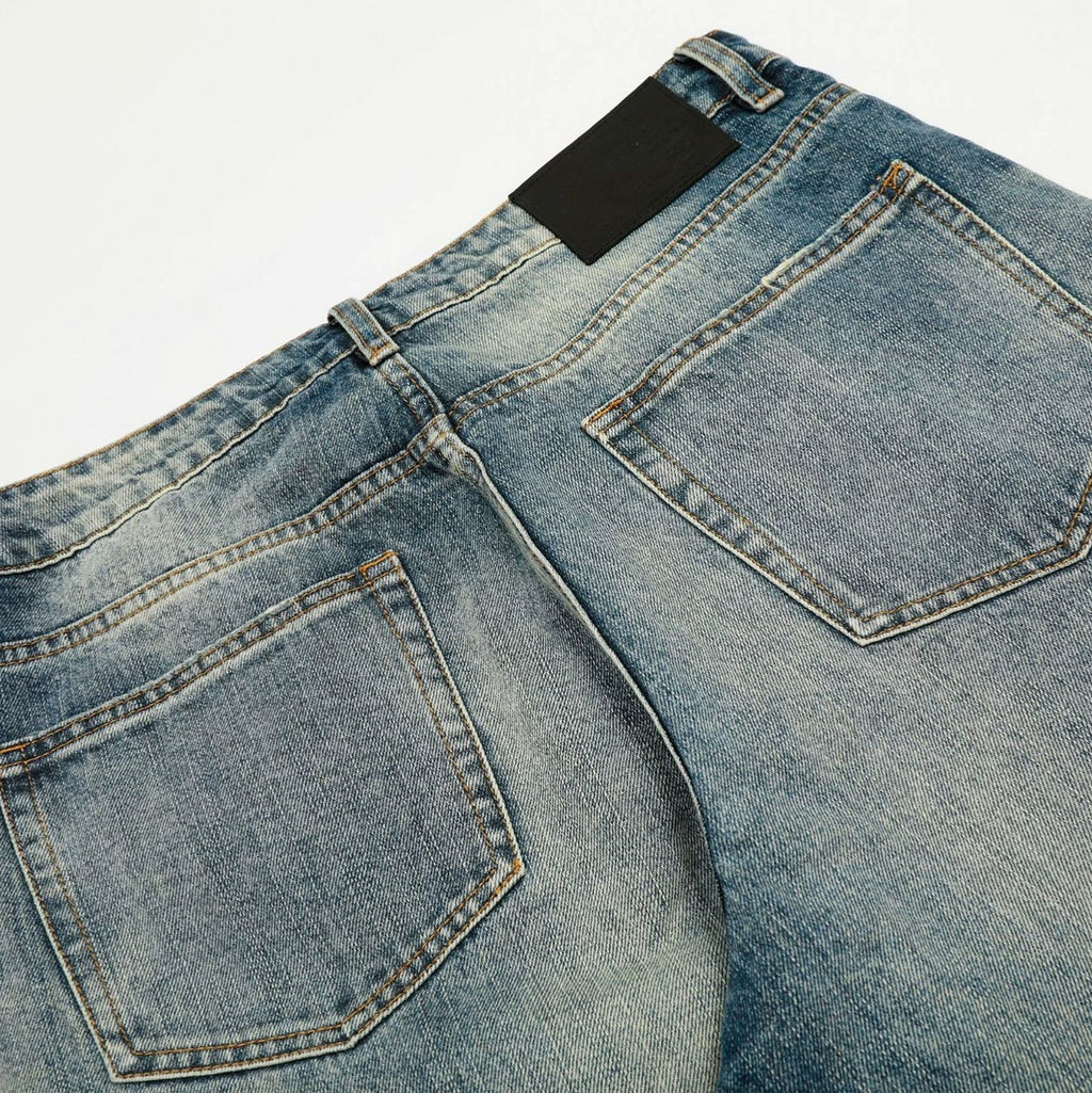 Fashion workwear jeans high street embroidery loose wide pants