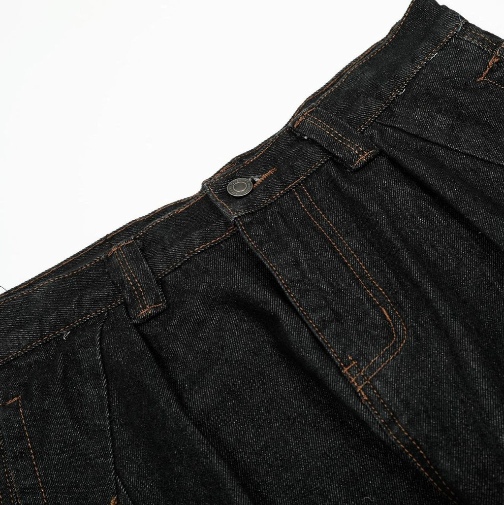 Fashion workwear jeans high street embroidery loose wide pants