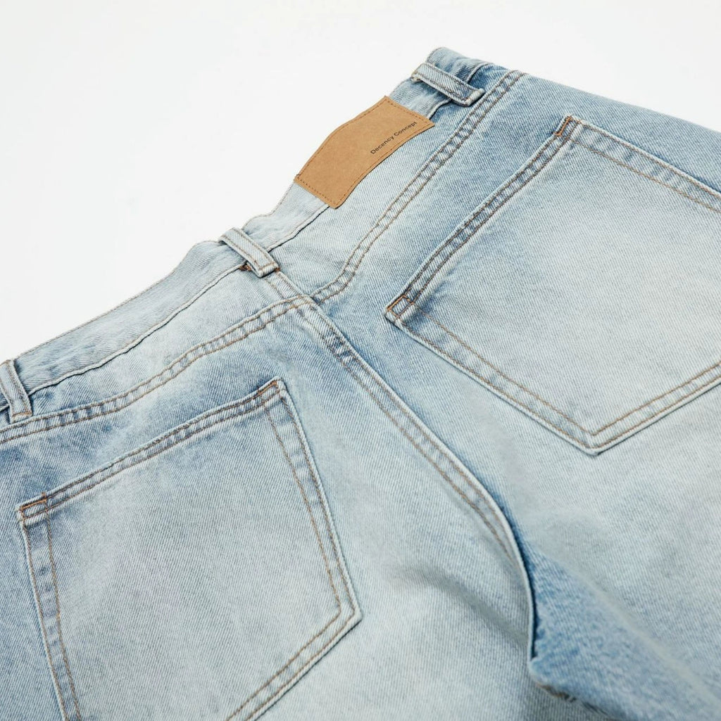 Fashion workwear jeans high street embroidery loose wide pants