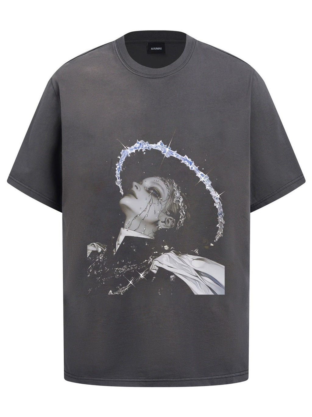 Fashion printed solid color T-shirt