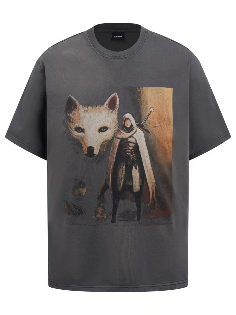 Fashion printed solid color T-shirt