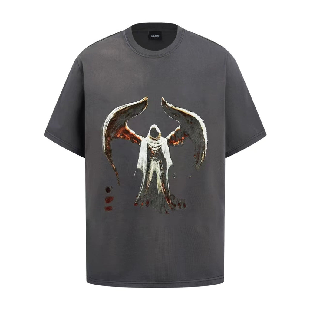 Fashion printed solid color T-shirt